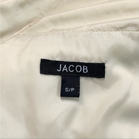 Jacob Cream Chevron Quilted Down Filled Long Puffer Coat Size S - Picture 14 of 14